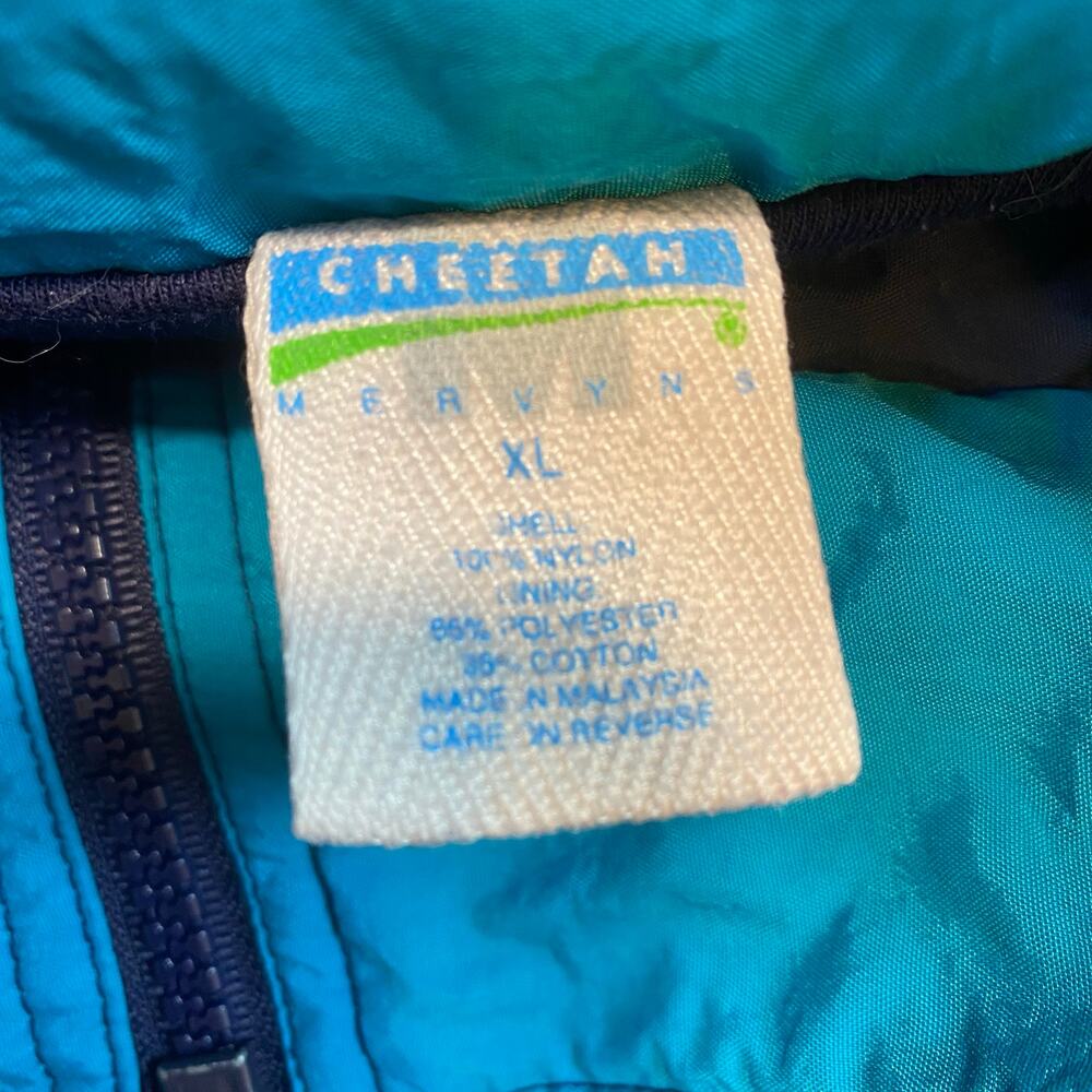 Vintage Cheetah by Mervyn's Mens XL Blue Colorblock Windbreaker Parka Jacket - Picture 4 of 8